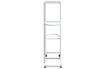 beBasic Blomsterstativ med hjul 4 etasjer 44x23x80 cm hvit jern - Hvit - Hage - Dyrking & hagearbeid - Dyrking - Blomsterpotter - Blomsterhylle & blomsterstativ