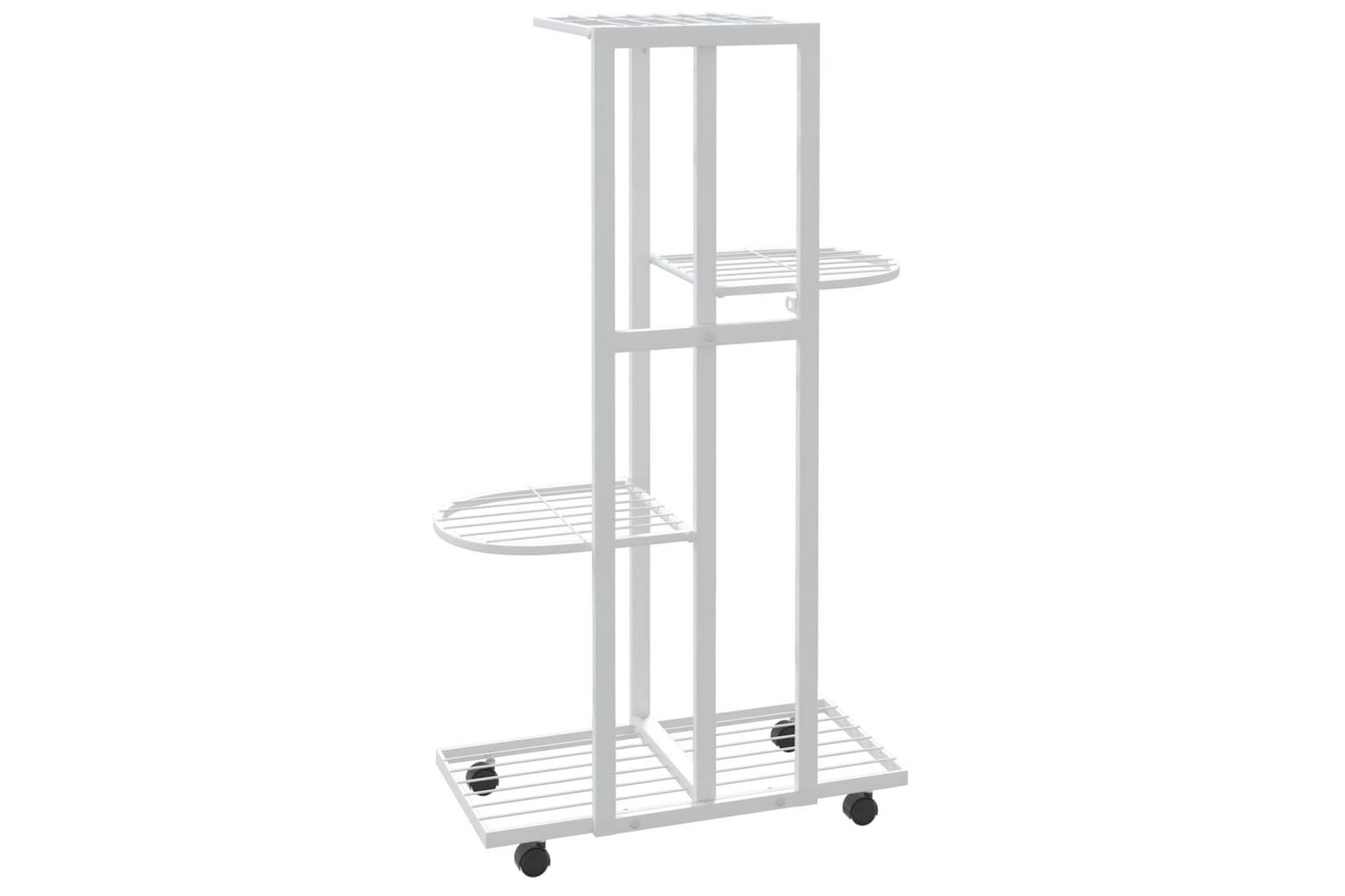 beBasic Blomsterstativ med hjul 4 etasjer 44x23x80 cm hvit jern - Hvit - Hage - Dyrking & hagearbeid - Dyrking - Blomsterpotter - Blomsterhylle & blomsterstativ