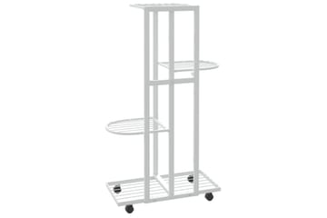 beBasic Blomsterstativ med hjul 4 etasjer 44x23x80 cm hvit jern - Hvit - Hage - Dyrking & hagearbeid - Dyrking - Blomsterpotter - Blomsterhylle & blomsterstativ