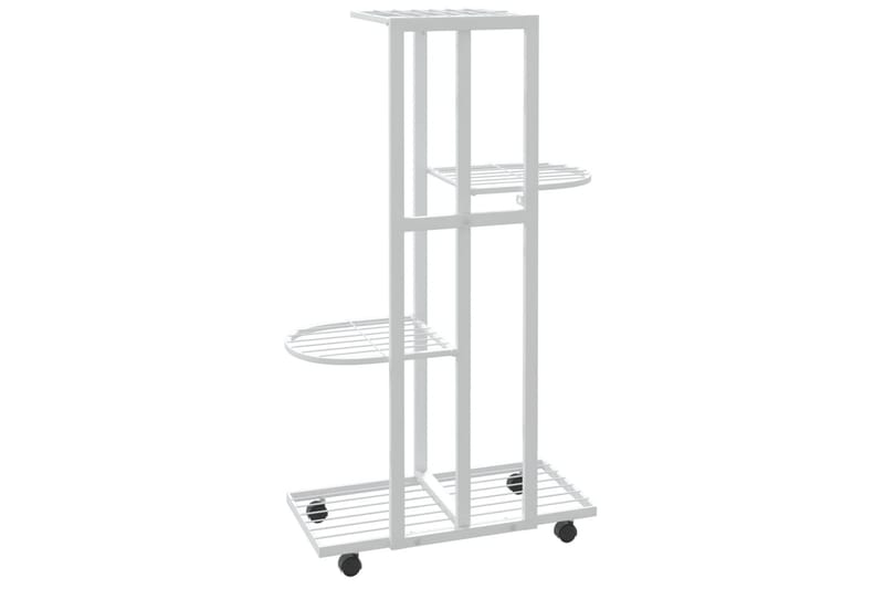 beBasic Blomsterstativ med hjul 4 etasjer 44x23x80 cm hvit jern - Hvit - Hage - Dyrking & hagearbeid - Dyrking - Blomsterpotter - Blomsterhylle & blomsterstativ