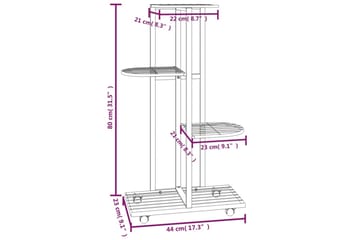 beBasic Blomsterstativ med hjul 4 etasjer 44x23x80 cm hvit jern - Hvit - Hage - Dyrking & hagearbeid - Dyrking - Blomsterpotter - Blomsterhylle & blomsterstativ