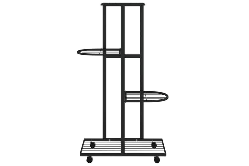 beBasic Blomsterstativ med hjul 4 etasjer 44x23x80 cm svart jern - Svart - Hage - Dyrking & hagearbeid - Dyrking - Blomsterpotter - Blomsterhylle & blomsterstativ