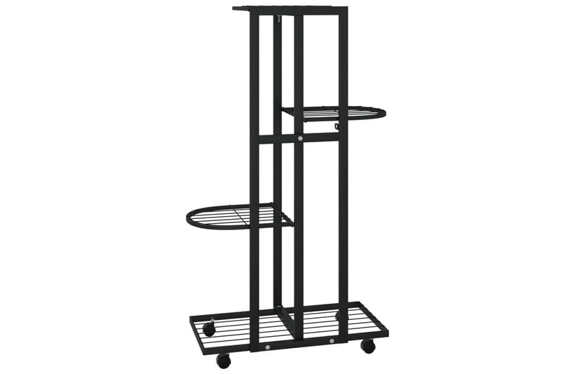 beBasic Blomsterstativ med hjul 4 etasjer 44x23x80 cm svart jern - Svart - Hage - Dyrking & hagearbeid - Dyrking - Blomsterpotter - Blomsterhylle & blomsterstativ