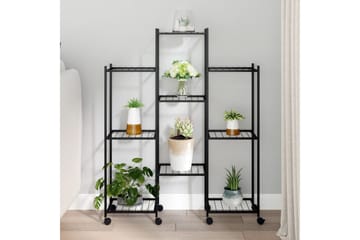 beBasic Blomsterstativ med hjul 83x25x103,5 cm svart jern - Svart - Hage - Dyrking & hagearbeid - Dyrking - Blomsterpotter - Blomsterhylle & blomsterstativ