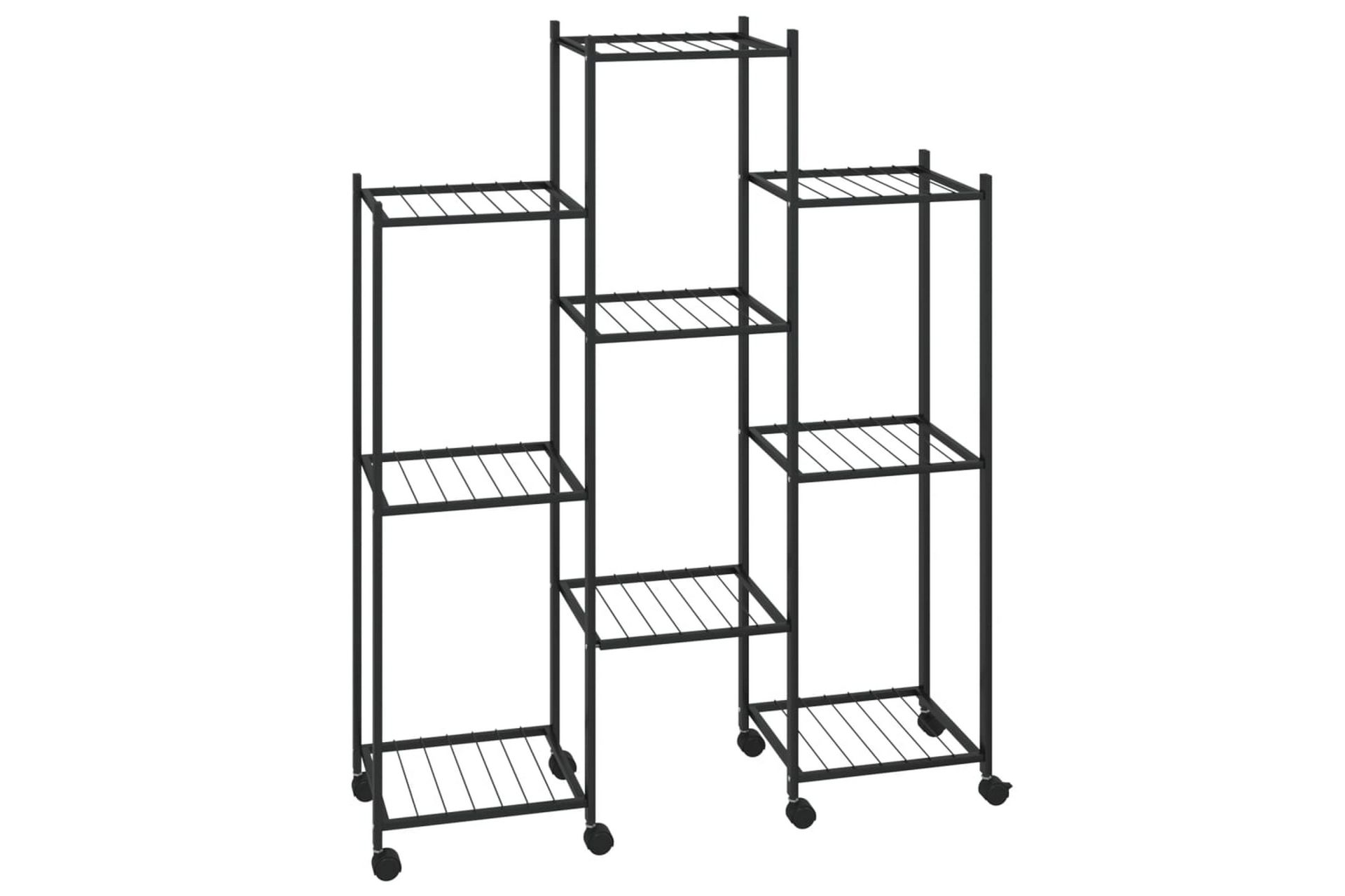 beBasic Blomsterstativ med hjul 83x25x103,5 cm svart jern - Svart - Hage - Dyrking & hagearbeid - Dyrking - Blomsterpotter - Blomsterhylle & blomsterstativ