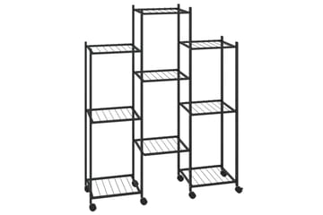 beBasic Blomsterstativ med hjul 83x25x103,5 cm svart jern - Svart - Hage - Dyrking & hagearbeid - Dyrking - Blomsterpotter - Blomsterhylle & blomsterstativ
