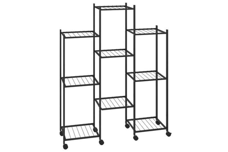 beBasic Blomsterstativ med hjul 83x25x103,5 cm svart jern - Svart - Hage - Dyrking & hagearbeid - Dyrking - Blomsterpotter - Blomsterhylle & blomsterstativ
