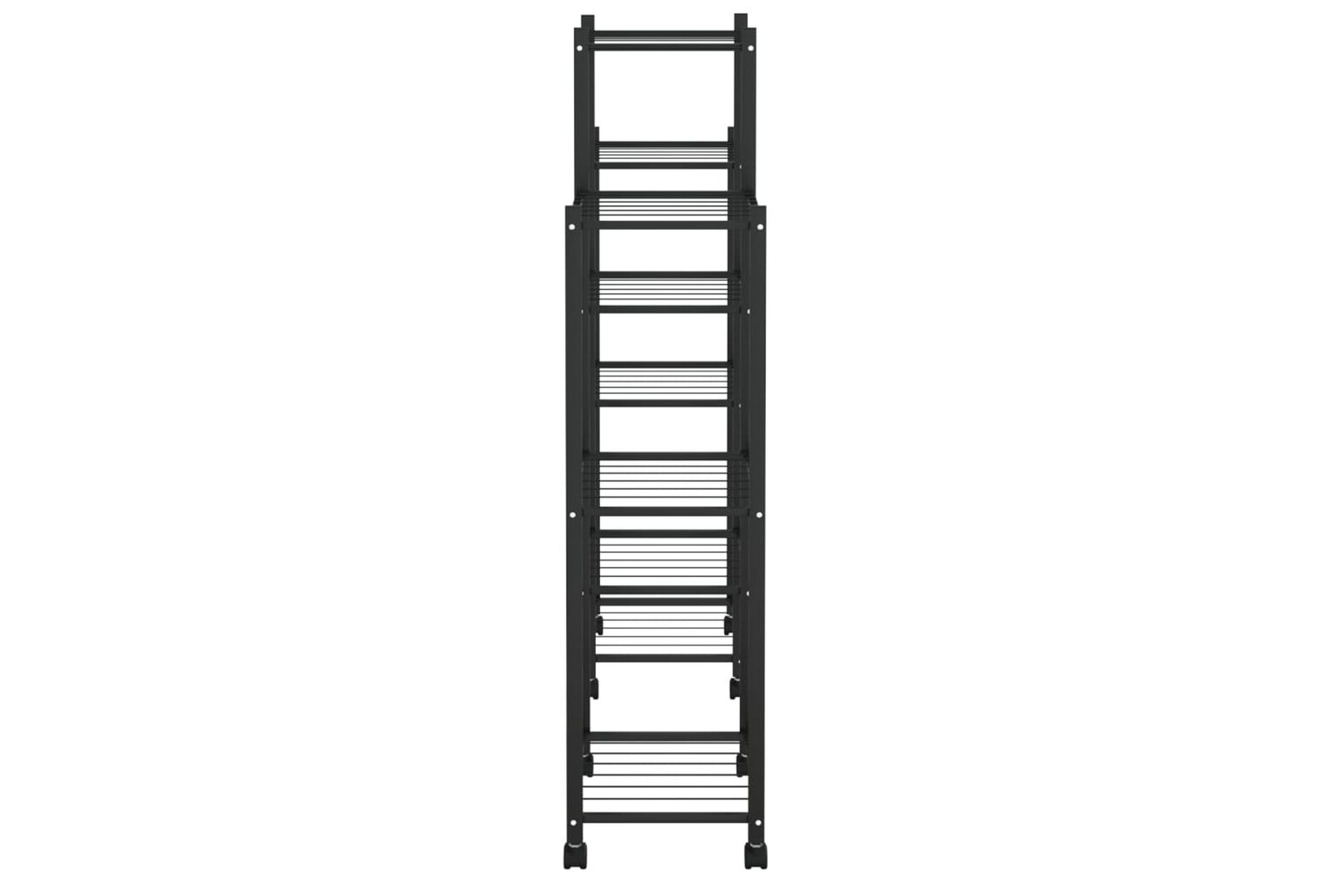 beBasic Blomsterstativ med hjul 83x25x103,5 cm svart jern - Svart - Hage - Dyrking & hagearbeid - Dyrking - Blomsterpotter - Blomsterhylle & blomsterstativ