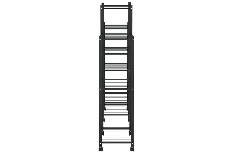 beBasic Blomsterstativ med hjul 83x25x103,5 cm svart jern - Svart - Hage - Dyrking & hagearbeid - Dyrking - Blomsterpotter - Blomsterhylle & blomsterstativ