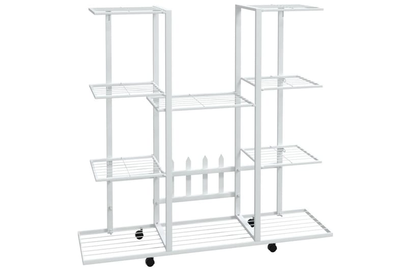 beBasic Blomsterstativ med hjul 94,5x24,5x91,5 cm hvit jern - Hvit - Hage - Dyrking & hagearbeid - Dyrking - Blomsterpotter - Blomsterhylle & blomsterstativ