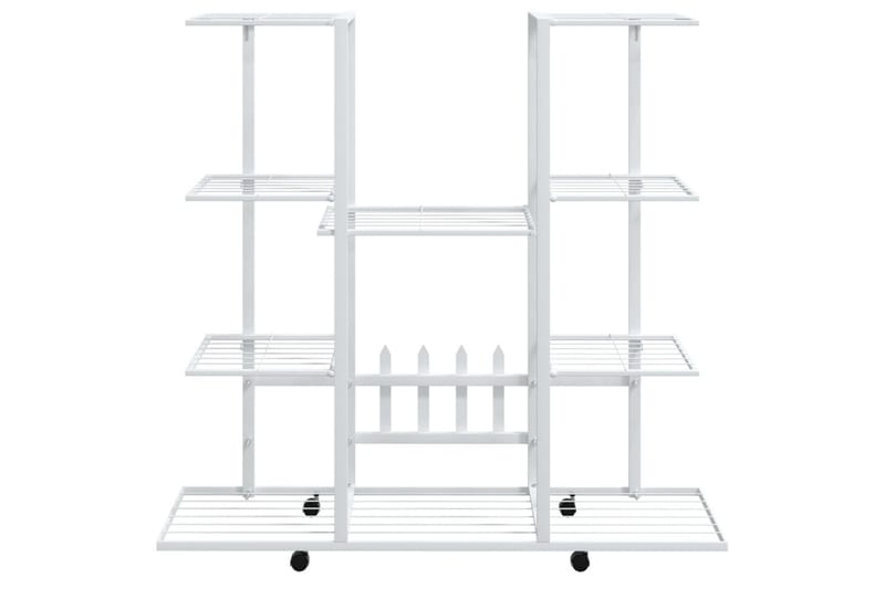 beBasic Blomsterstativ med hjul 94,5x24,5x91,5 cm hvit jern - Hvit - Hage - Dyrking & hagearbeid - Dyrking - Blomsterpotter - Blomsterhylle & blomsterstativ