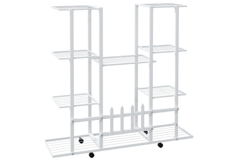 beBasic Blomsterstativ med hjul 94,5x24,5x91,5 cm hvit jern - Hvit - Hage - Dyrking & hagearbeid - Dyrking - Blomsterpotter - Blomsterhylle & blomsterstativ