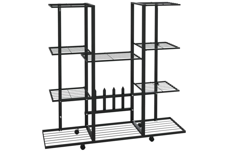 beBasic Blomsterstativ med hjul 94,5x24,5x91,5 cm svart jern - Svart - Hage - Dyrking & hagearbeid - Dyrking - Blomsterpotter - Blomsterhylle & blomsterstativ