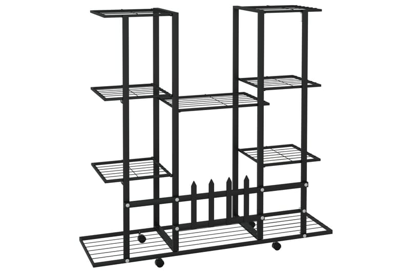 beBasic Blomsterstativ med hjul 94,5x24,5x91,5 cm svart jern - Svart - Hage - Dyrking & hagearbeid - Dyrking - Blomsterpotter - Blomsterhylle & blomsterstativ