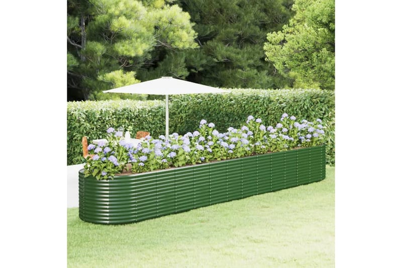 beBasic Utendørs plantekasse grønn 554x100x68 cm pulverlakkert stål - grÃ¸nn - Blomsterkasser - Hagekrukker