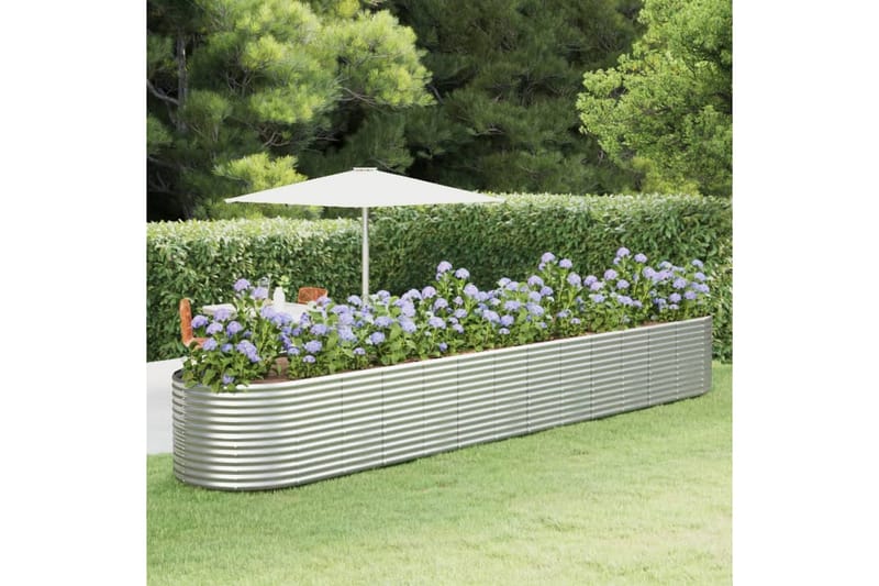 beBasic Utendørs plantekasse sølv 554x100x68 cm pulverlakkert stål - Silver - Hage - Dyrking & hagearbeid - Dyrking - Blomsterpotter - Blomsterkasser
