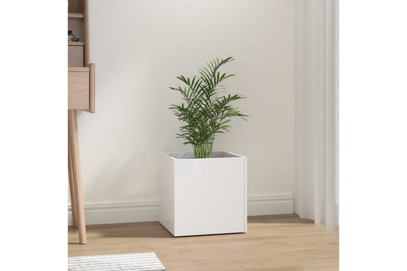 beBasic Plantekasse høyglans hvit 40x40x40 cm konstruert tre - Hvit - Blomsterkasser - Hagekrukker