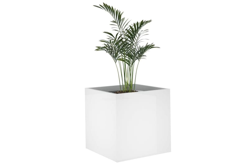 beBasic Plantekasse høyglans hvit 40x40x40 cm konstruert tre - Hvit - Blomsterkasser - Hagekrukker