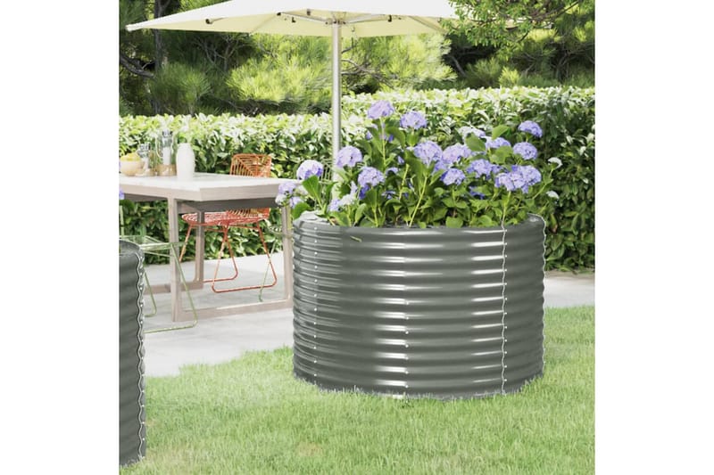 beBasic Plantekasse pulverlakkert stål 100x100x68 cm grå - GrÃ¥ - Hage - Dyrking & hagearbeid - Dyrking - Blomsterpotter - Blomsterkasser