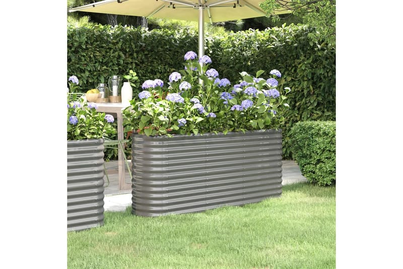 beBasic Plantekasse pulverlakkert stål 152x40x68 cm grå - GrÃ¥ - Hage - Dyrking & hagearbeid - Dyrking - Blomsterpotter - Blomsterkasser