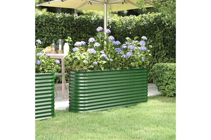 beBasic Plantekasse pulverlakkert stål 152x40x68 cm grønn - grÃ¸nn - Hage - Dyrking & hagearbeid - Dyrking - Blomsterpotter - Blomsterkasser