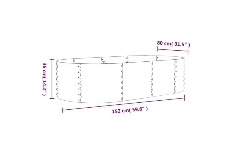 beBasic Plantekasse pulverlakkert stål 152x80x36 cm antrasitt - AntrasittgrÃ¥ - Hage - Dyrking & hagearbeid - Dyrking - Blomsterpotter - Blomsterkasser