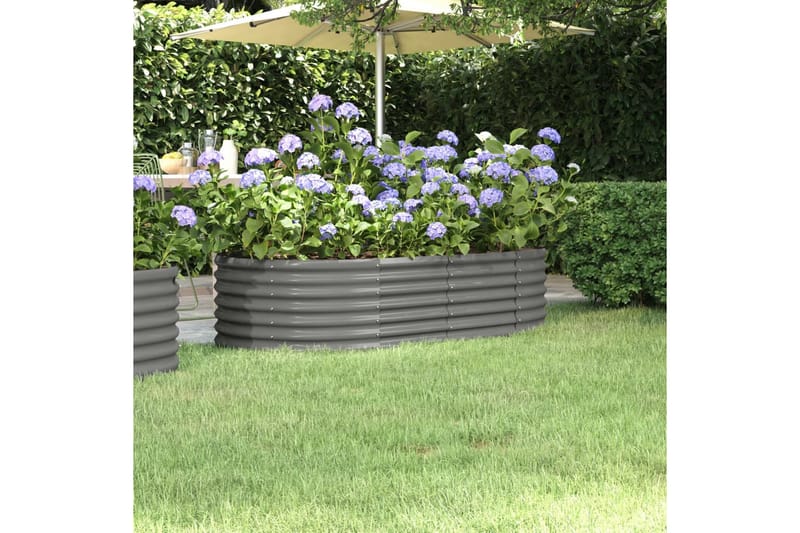 beBasic Plantekasse pulverlakkert stål 152x80x36 cm grå - GrÃ¥ - Hage - Dyrking & hagearbeid - Dyrking - Blomsterpotter - Blomsterkasser