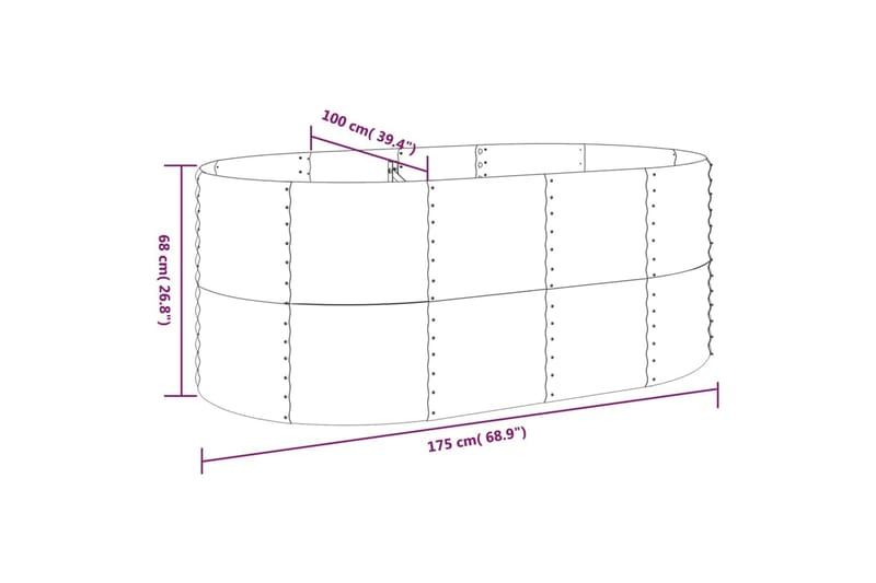 beBasic Plantekasse pulverlakkert stål 175x100x68 cm grønn - grÃ¸nn - Hage - Dyrking & hagearbeid - Dyrking - Blomsterpotter - Blomsterkasser