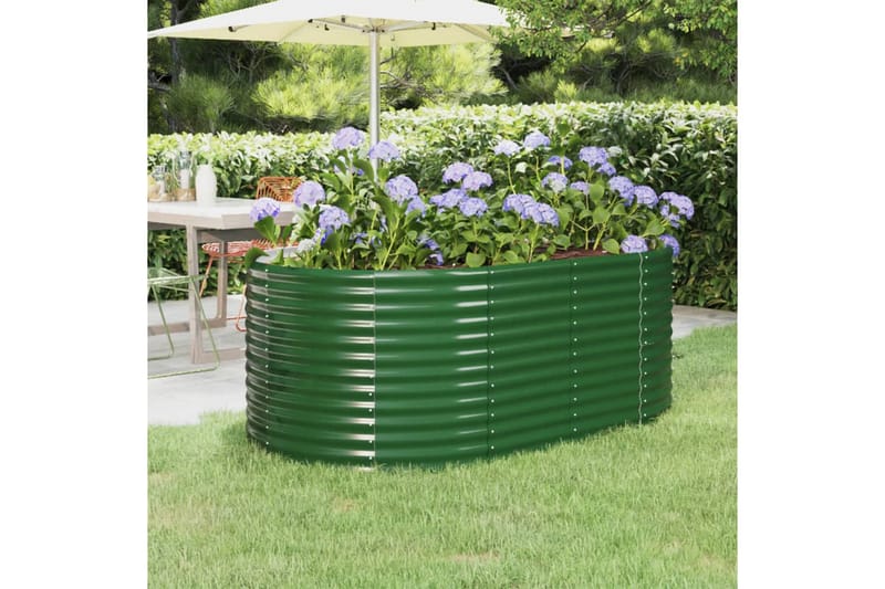 beBasic Plantekasse pulverlakkert stål 175x100x68 cm grønn - grÃ¸nn - Hage - Dyrking & hagearbeid - Dyrking - Blomsterpotter - Blomsterkasser