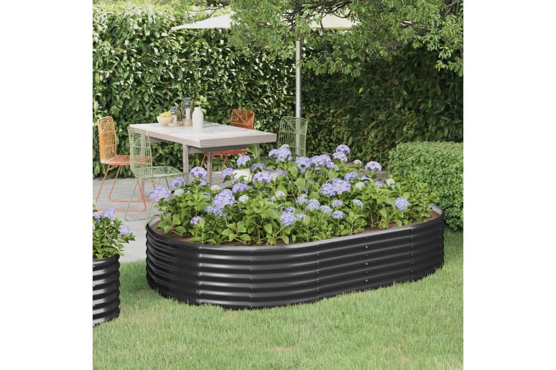 beBasic Plantekasse pulverlakkert stål 214x140x36 cm antrasitt - AntrasittgrÃ¥ - Hage - Dyrking & hagearbeid - Dyrking - Blomsterpotter - Blomsterkasser