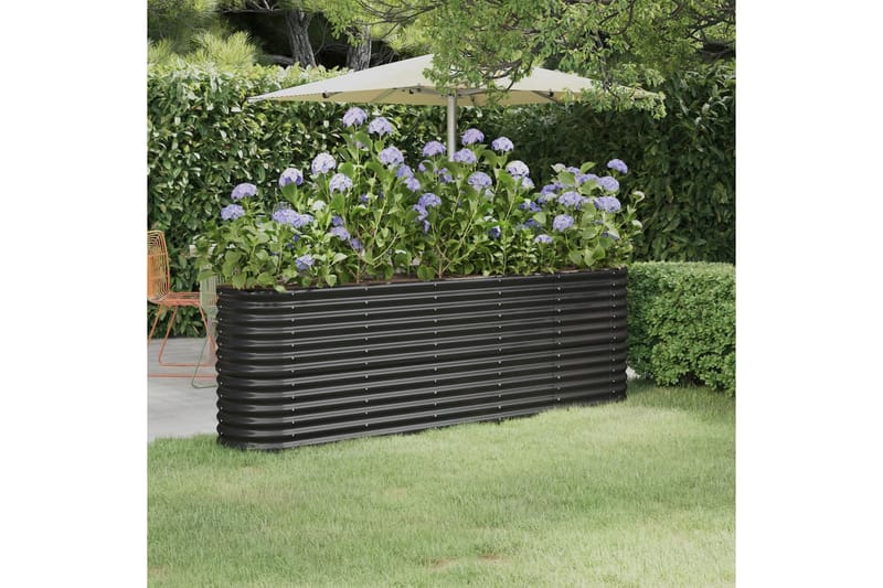 beBasic Plantekasse pulverlakkert stål 224x40x68 cm antrasitt - AntrasittgrÃ¥ - Hage - Dyrking & hagearbeid - Dyrking - Blomsterpotter - Blomsterkasser