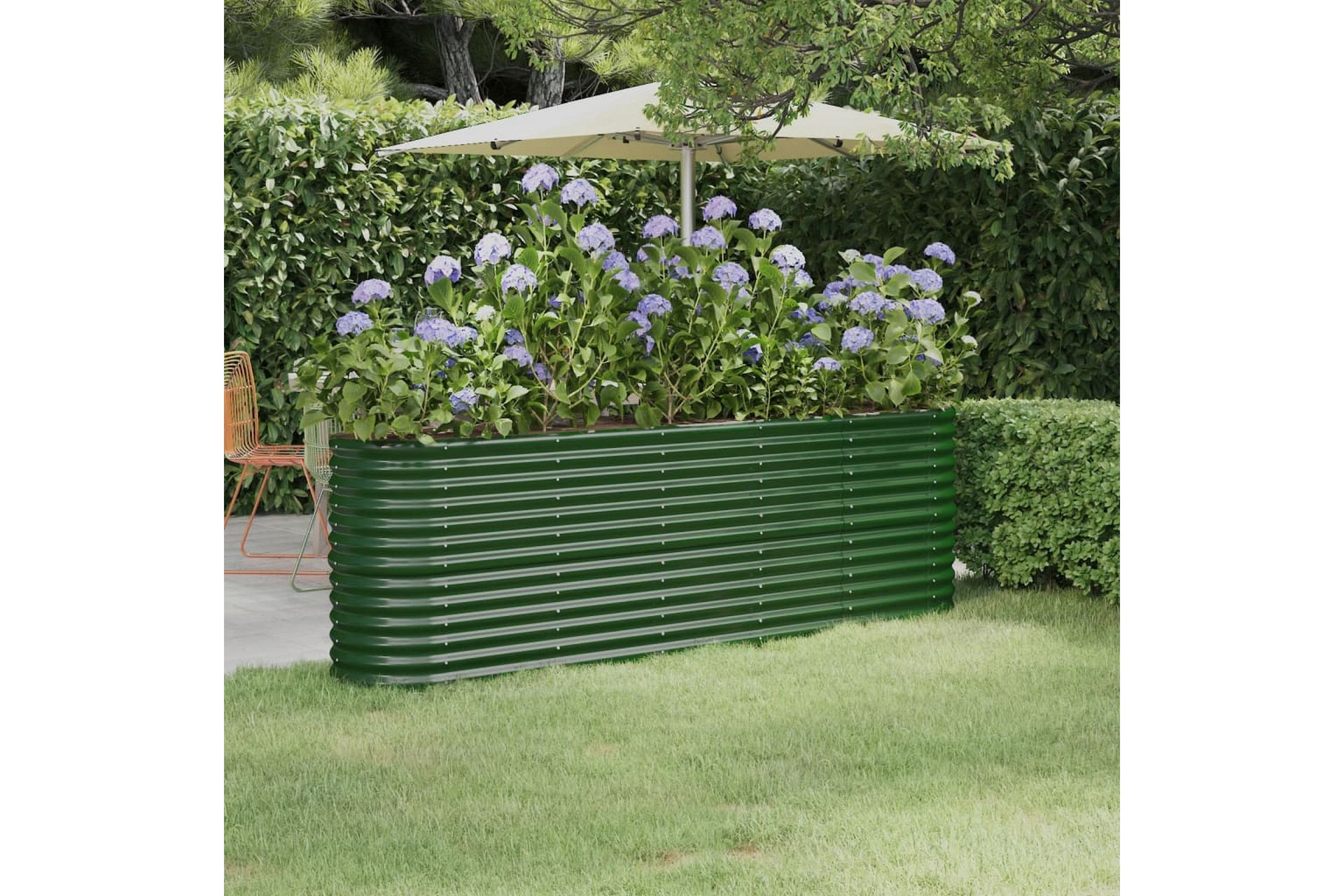 beBasic Plantekasse pulverlakkert stål 224x40x68 cm grønn - grÃ¸nn - Hage - Dyrking & hagearbeid - Dyrking - Blomsterpotter - Blomsterkasser