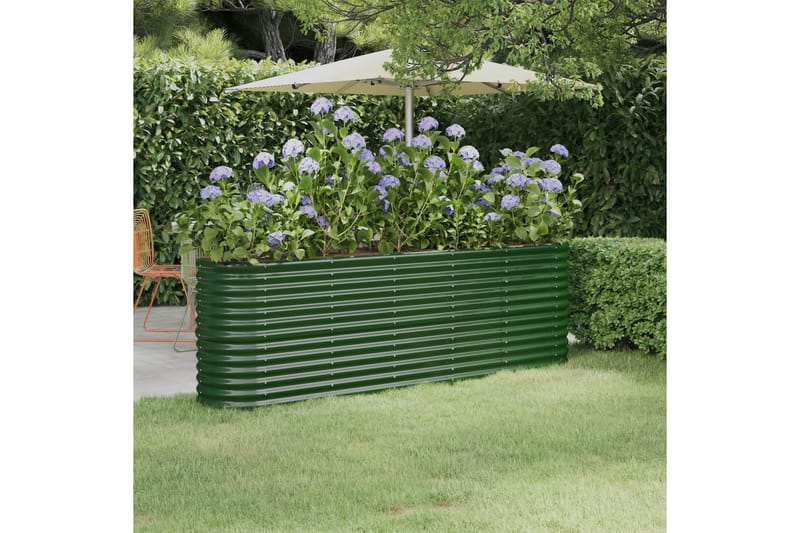 beBasic Plantekasse pulverlakkert stål 224x40x68 cm grønn - grÃ¸nn - Hage - Dyrking & hagearbeid - Dyrking - Blomsterpotter - Blomsterkasser