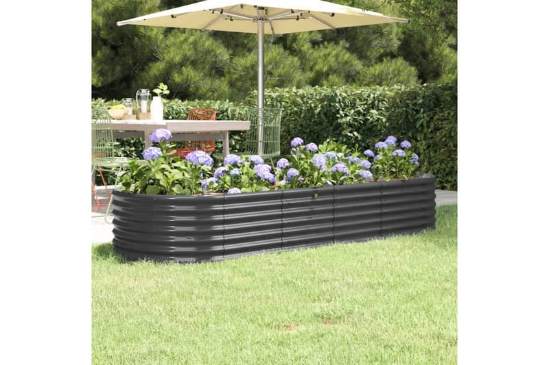 beBasic Plantekasse pulverlakkert stål 224x80x36 cm antrasitt - AntrasittgrÃ¥ - Hage - Dyrking & hagearbeid - Dyrking - Blomsterpotter - Blomsterkasser