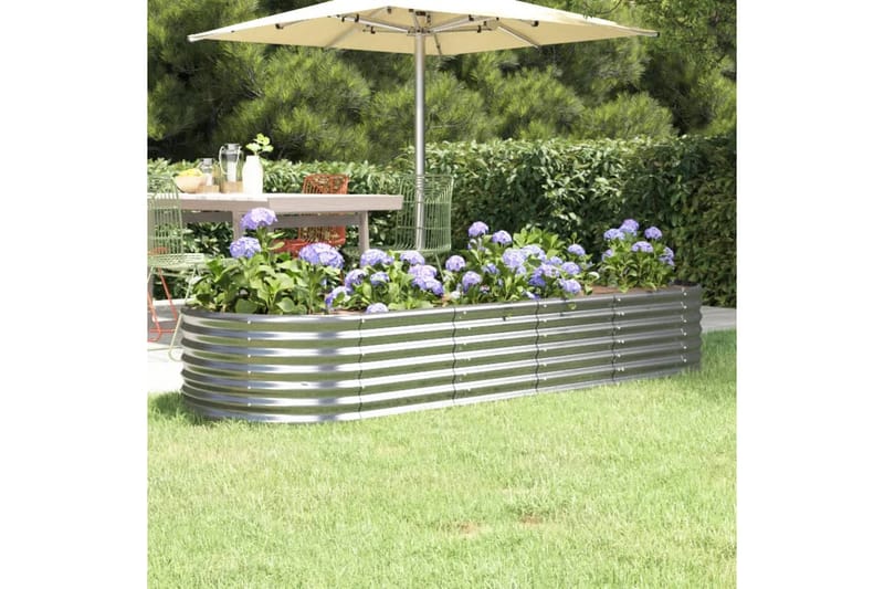 beBasic Plantekasse pulverlakkert stål 224x80x36 cm sølv - Silver - Hage - Dyrking & hagearbeid - Dyrking - Blomsterpotter - Blomsterkasser