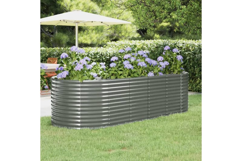 beBasic Plantekasse pulverlakkert stål 249x100x68 cm grå - GrÃ¥ - Hage - Dyrking & hagearbeid - Dyrking - Blomsterpotter - Blomsterkasser