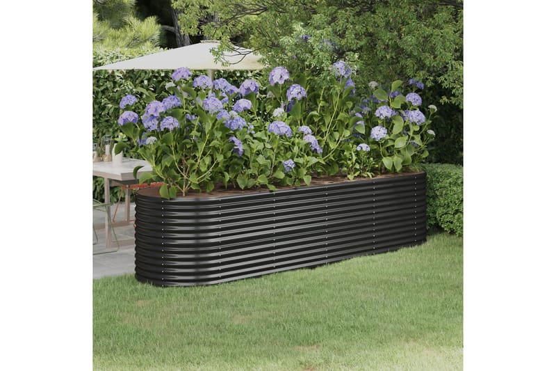 beBasic Plantekasse pulverlakkert stål 296x80x68 cm antrasitt - AntrasittgrÃ¥ - Hage - Dyrking & hagearbeid - Dyrking - Blomsterpotter - Blomsterkasser