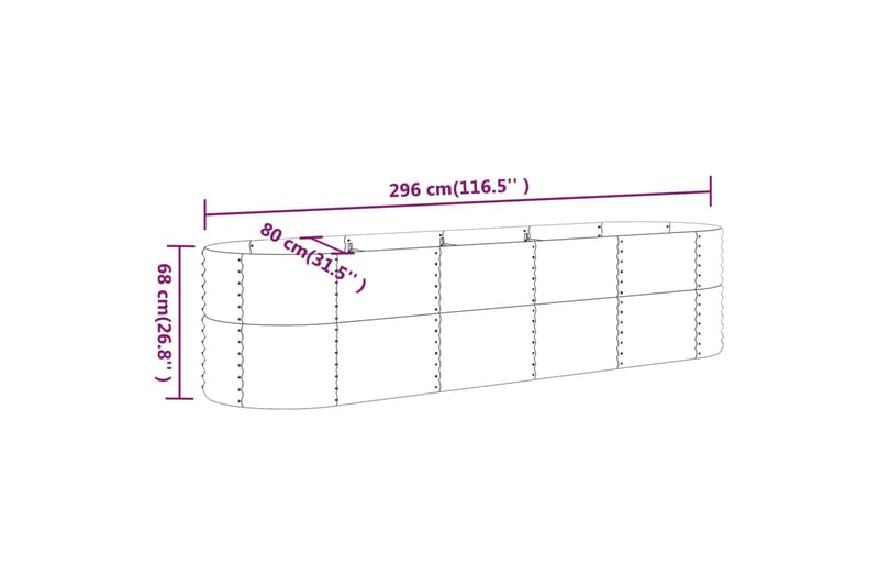 beBasic Plantekasse pulverlakkert stål 296x80x68 cm antrasitt - AntrasittgrÃ¥ - Blomsterkasser - Hagekrukker