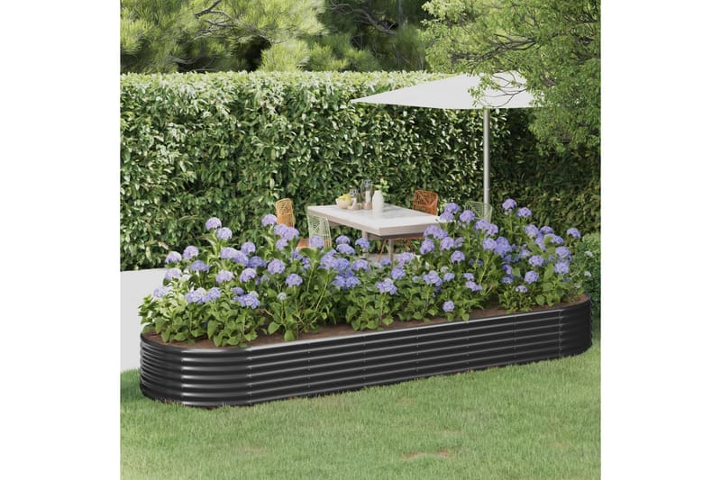 beBasic Plantekasse pulverlakkert stål 322x100x36 cm antrasitt - AntrasittgrÃ¥ - Hage - Dyrking & hagearbeid - Dyrking - Blomsterpotter - Blomsterkasser