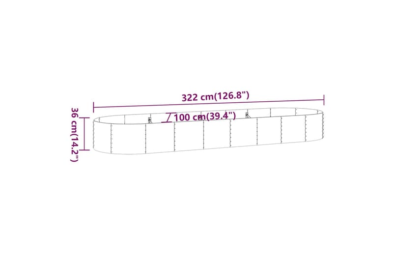 beBasic Plantekasse pulverlakkert stål 322x100x36 cm antrasitt - AntrasittgrÃ¥ - Hage - Dyrking & hagearbeid - Dyrking - Blomsterpotter - Blomsterkasser