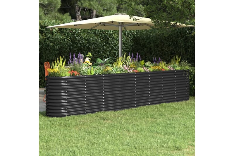 beBasic Plantekasse pulverlakkert stål 332x40x68 cm antrasitt - AntrasittgrÃ¥ - Hage - Dyrking & hagearbeid - Dyrking - Blomsterpotter - Blomsterkasser