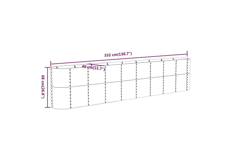 beBasic Plantekasse pulverlakkert stål 332x40x68 cm antrasitt - AntrasittgrÃ¥ - Hage - Dyrking & hagearbeid - Dyrking - Blomsterpotter - Blomsterkasser