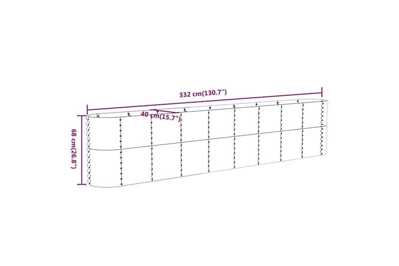 beBasic Plantekasse pulverlakkert stål 332x40x68 cm antrasitt - AntrasittgrÃ¥ - Blomsterkasser - Hagekrukker