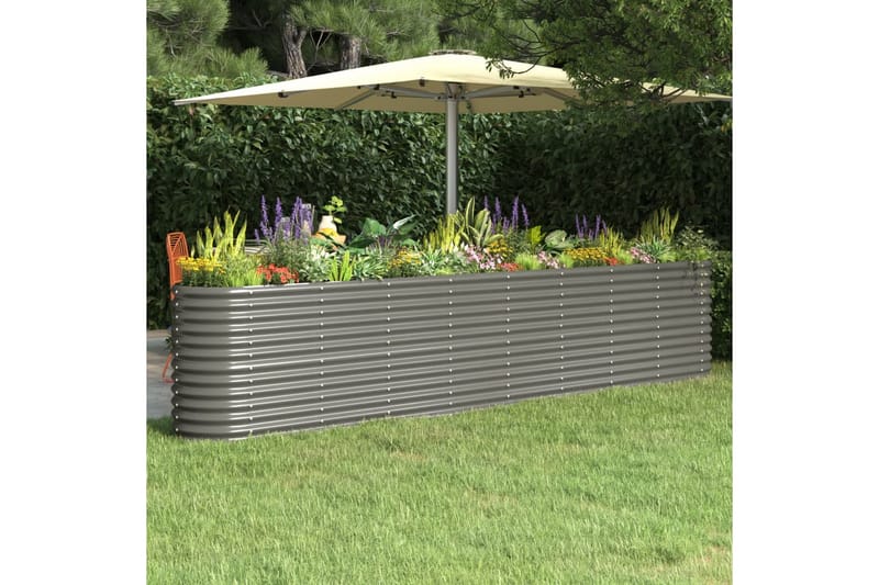 beBasic Plantekasse pulverlakkert stål 332x40x68 cm grå - GrÃ¥ - Hage - Dyrking & hagearbeid - Dyrking - Blomsterpotter - Blomsterkasser