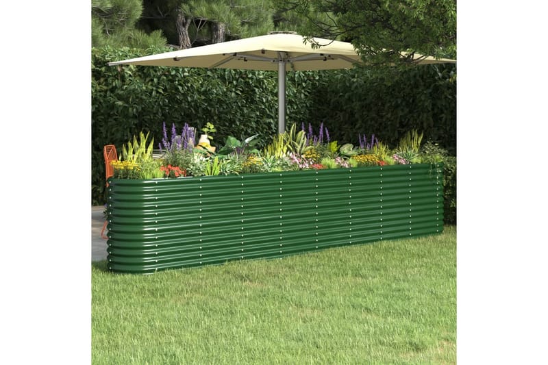 beBasic Plantekasse pulverlakkert stål 332x40x68 cm grønn - grÃ¸nn - Hage - Dyrking & hagearbeid - Dyrking - Blomsterpotter - Blomsterkasser