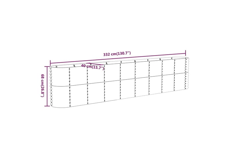 beBasic Plantekasse pulverlakkert stål 332x40x68 cm grønn - grÃ¸nn - Blomsterkasser - Hagekrukker