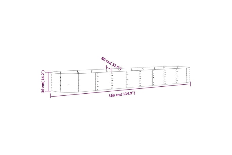 beBasic Plantekasse pulverlakkert stål 368x80x36 cm grønn - grÃ¸nn - Blomsterkasser - Hagekrukker