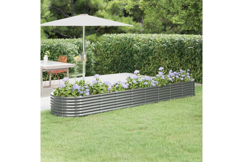 beBasic Plantekasse pulverlakkert stål 368x80x36 cm grå - GrÃ¥ - Hage - Dyrking & hagearbeid - Dyrking - Blomsterpotter - Blomsterkasser