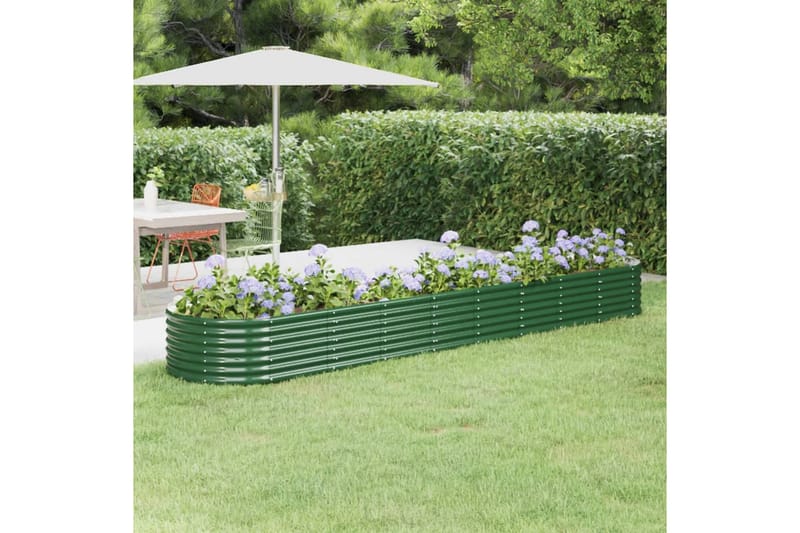 beBasic Plantekasse pulverlakkert stål 368x80x36 cm grønn - grÃ¸nn - Hage - Dyrking & hagearbeid - Dyrking - Blomsterpotter - Blomsterkasser