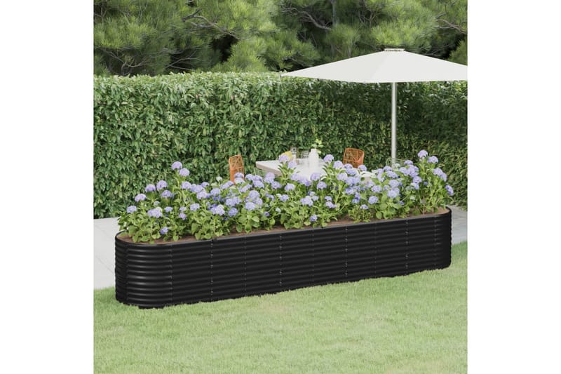 beBasic Plantekasse pulverlakkert stål 368x80x68 cm antrasitt - AntrasittgrÃ¥ - Hage - Dyrking & hagearbeid - Dyrking - Blomsterpotter - Blomsterkasser